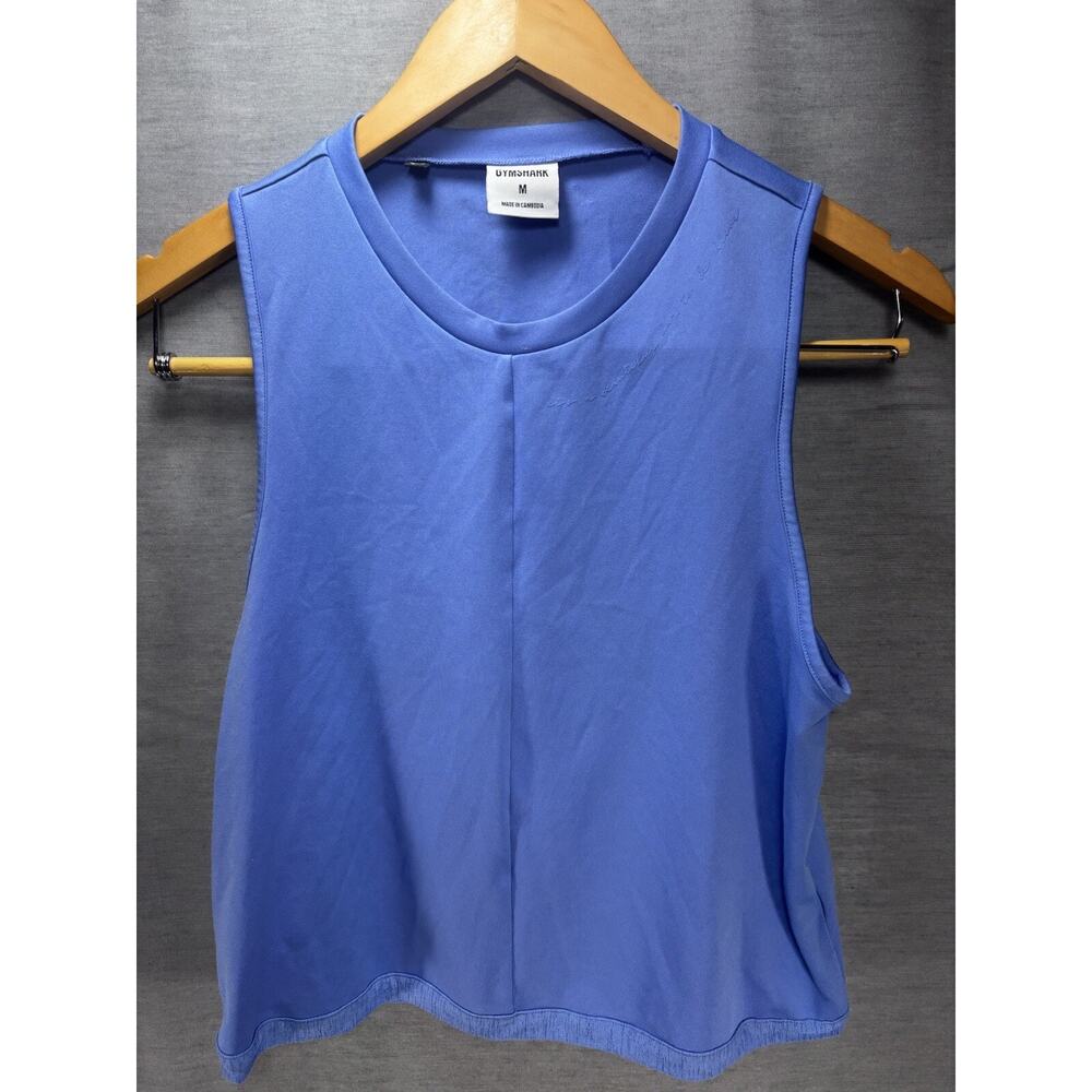 Gymshark Whitney Simmons Blue Cropped Tank Top Open Back Size Medium